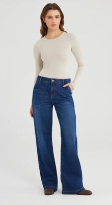 Cup Of Joe Denim wide leg chino Dark Blue Maxine