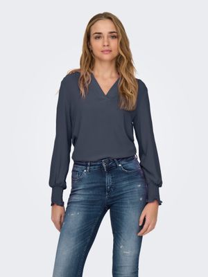 Only ONLMETTE V-NECK LS SMOCK TOP NOOS W: Ombre Blue 15284309