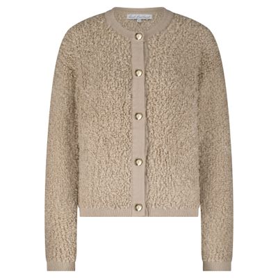 Red Button Jacket Knit Boucle Latte SRB4702