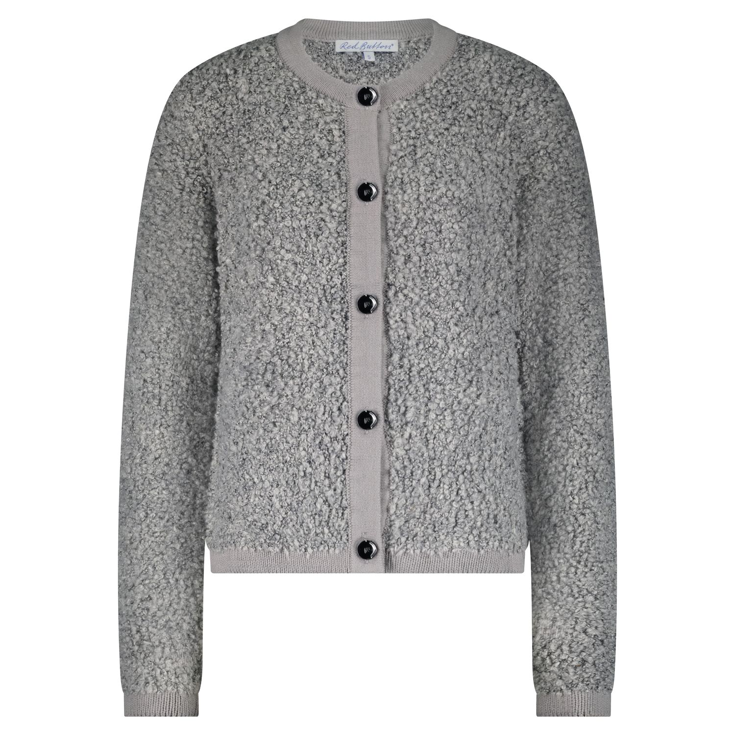 Red Button Jacket Knit Boucle Mouse SRB4702