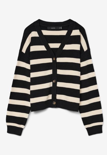 Vero Moda VMSABA FULL NEEDLE LS V-NECK CARDI : Black/BIRCH 10331794