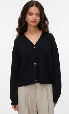 Vero Moda VMSABA FULL NEEDLE LS V-NECK CARDI : Black 10331794