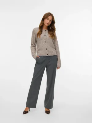 Vero Moda VMMAYA JOJO MW STRAIGHT PANT Medium Grey Melange/WHITE 10331930