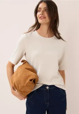 Cecil TOS Solid Soft Modal T-Shirt oat milk beige B323877