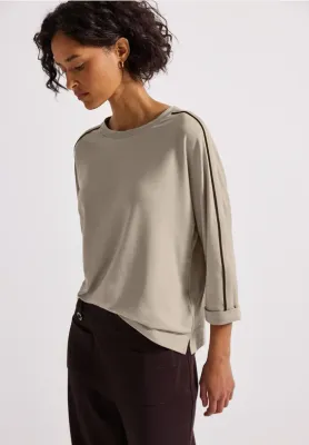 Street One LTD QR shirt w.deco tape morning beige A323874