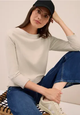 Cecil Cord T-Shirt oat milk beige B323886