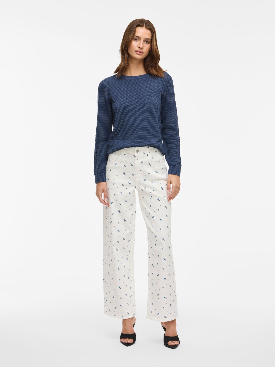 Vila VIDALO O-NECK L/S KNIT TOP- NOOS Vintage Indigo 14082767