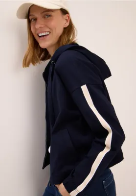 Cecil Sweat Jacket w. Galon Stripe urban dark blue B254017