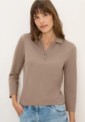 Cecil Solid Polo With Buttons natural taupe B323868