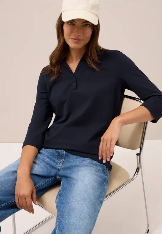 Cecil Solid Polo With Buttons urban dark blue B323868