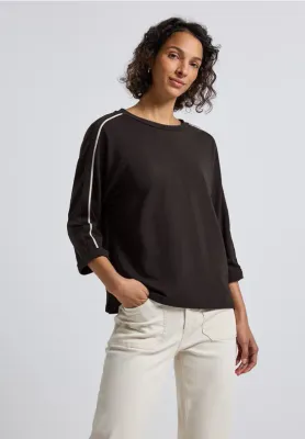 Street One LTD QR shirt w.deco tape deep roast brown A323874