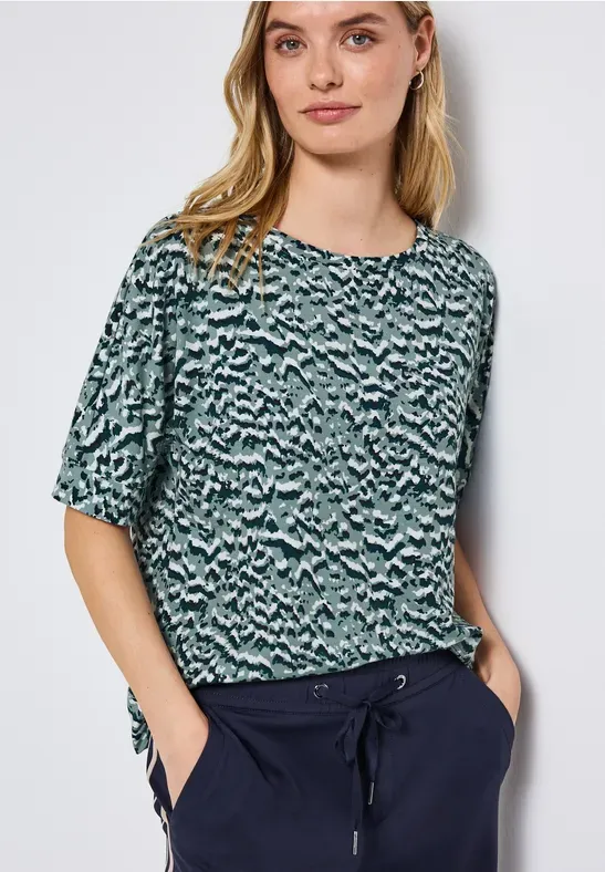 Street One soft printed batwing shirt arona blue A323903