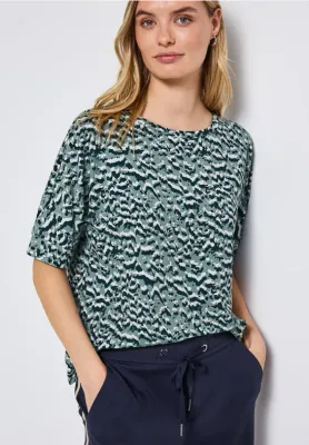 Street One soft printed batwing shirt arona blue A323903