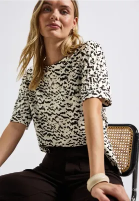 Street One soft printed batwing shirt morning beige A323903