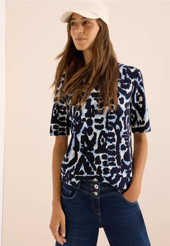 Cecil TOS AOP Soft Touch T-Shirt urban dark blue B323878