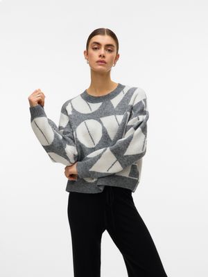 Vero Moda VMLOVE LS O-NECK PULLOVER BOO Medium Grey Melange/W. BIRCH S 10331432