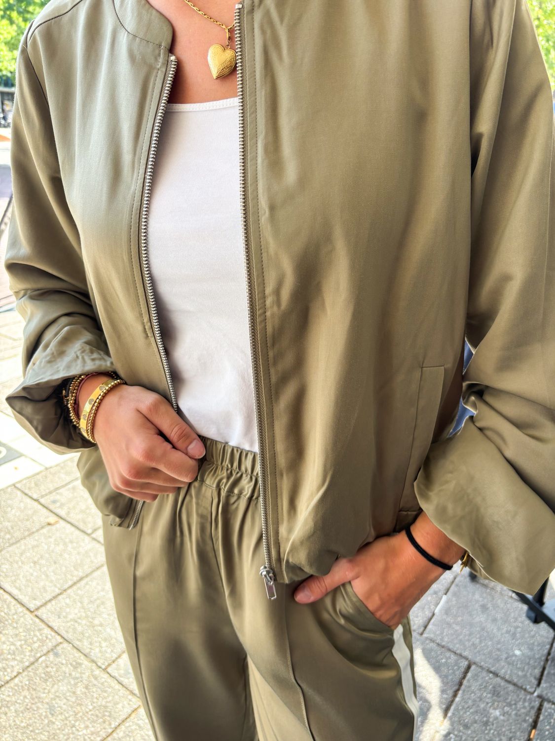 Vero Moda VMVINA DETAIL LS BOMBER WVN GA Mermaid/Snow white 10331998