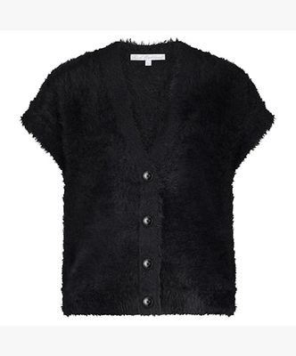 Red Button Sleeveless Fuzzy black SRB4672