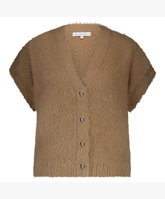 Red Button Sleeveless Fuzzy Almond SRB4672