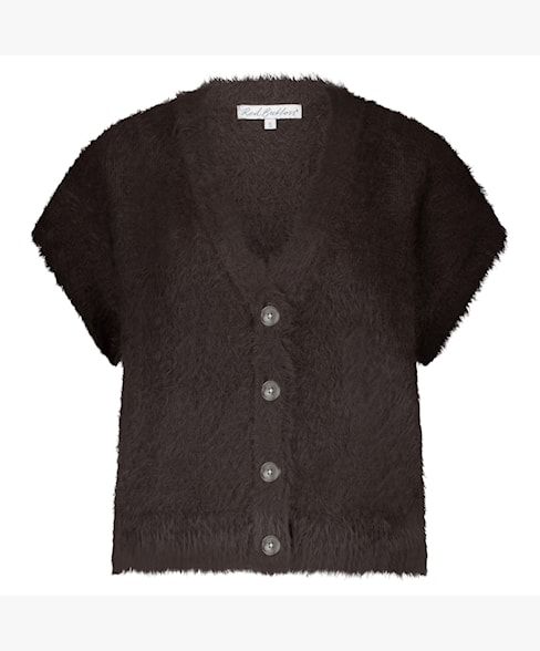 Red Button Sleeveless Fuzzy espresso SRB4672