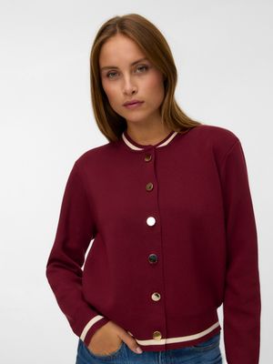 Vero Moda VMEVELIJN LS BOMBER KNIT CARDIGAN E: Syrah/W. BIRCH DETAI 10341071