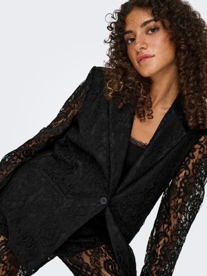Only ONLEMIA-KARO L/S LACE BLAZER WVN Black 15358419