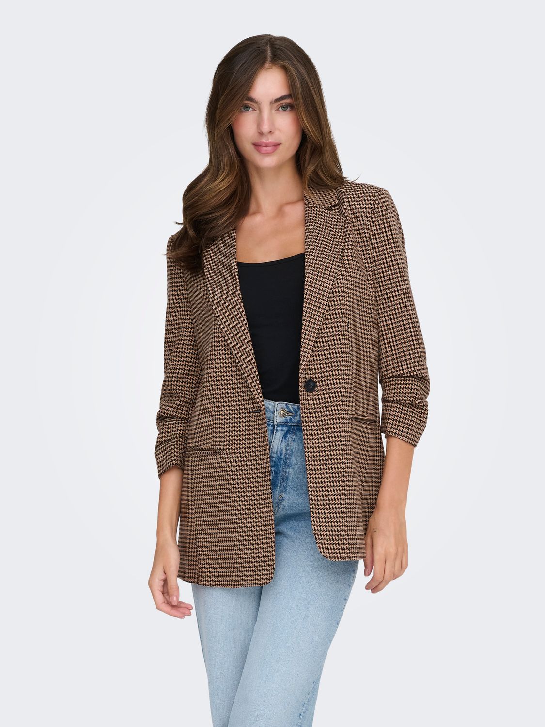 Only ONLLETTIE LIFE 3/4 CHECK BLAZER TLR Decadent Chocolate/NOMAD & TOA 15353566