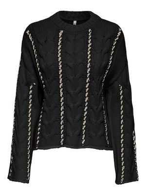 Only ONLTESSA LS CABEL STITCH O-NECK CC : Black/Birch Melange 15350461