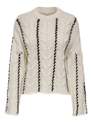 Only ONLTESSA LS CABEL STITCH O-NECK CC : Birch/Melange/Black 15350461
