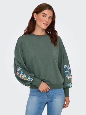 Only ONLBROOKE L/S O-NECK FLOWER SWT NOO: Balsam Green/Sleeve multi flow 1521636