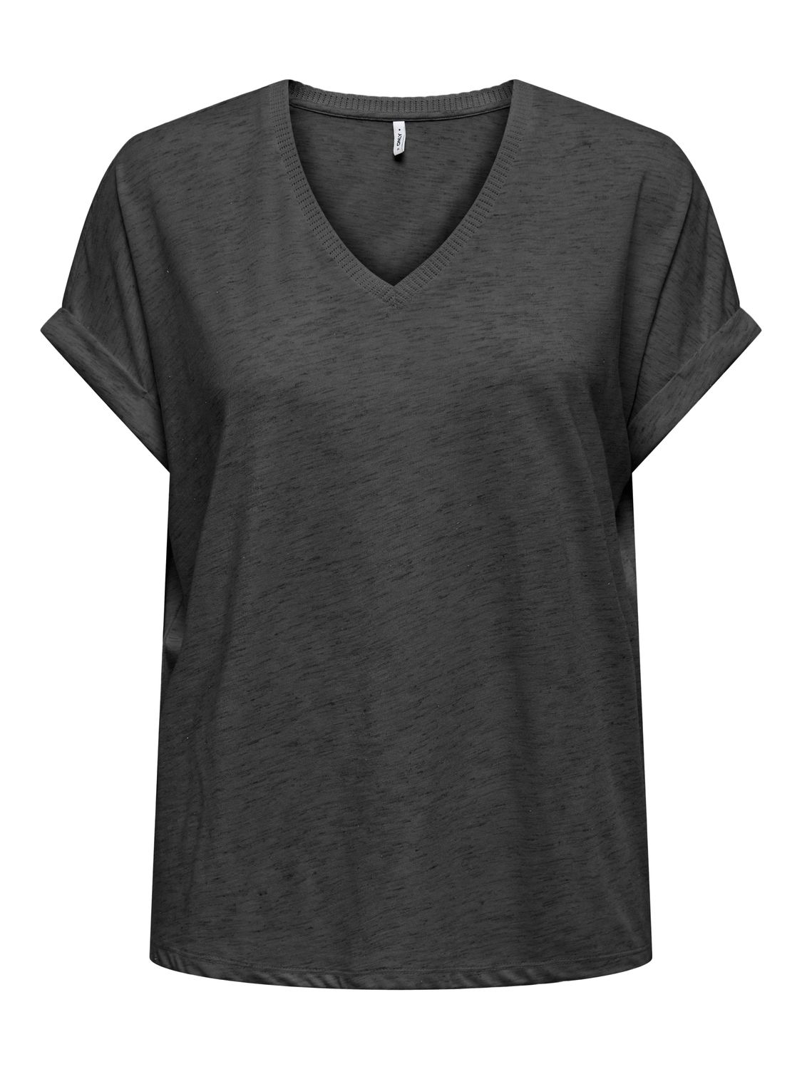 Only ONLRINA S/S V-NECK GLITTER TOP CS J: Dark Grey Melange/Silver glitt 1535897
