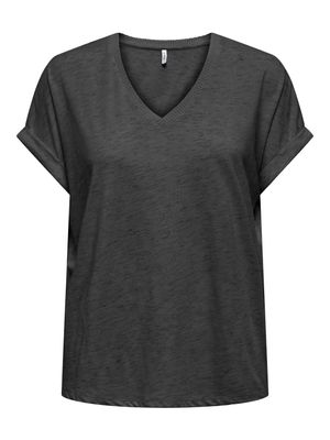 Only ONLRINA S/S V-NECK GLITTER TOP CS J: Dark Grey Melange/Silver glitt 1535897