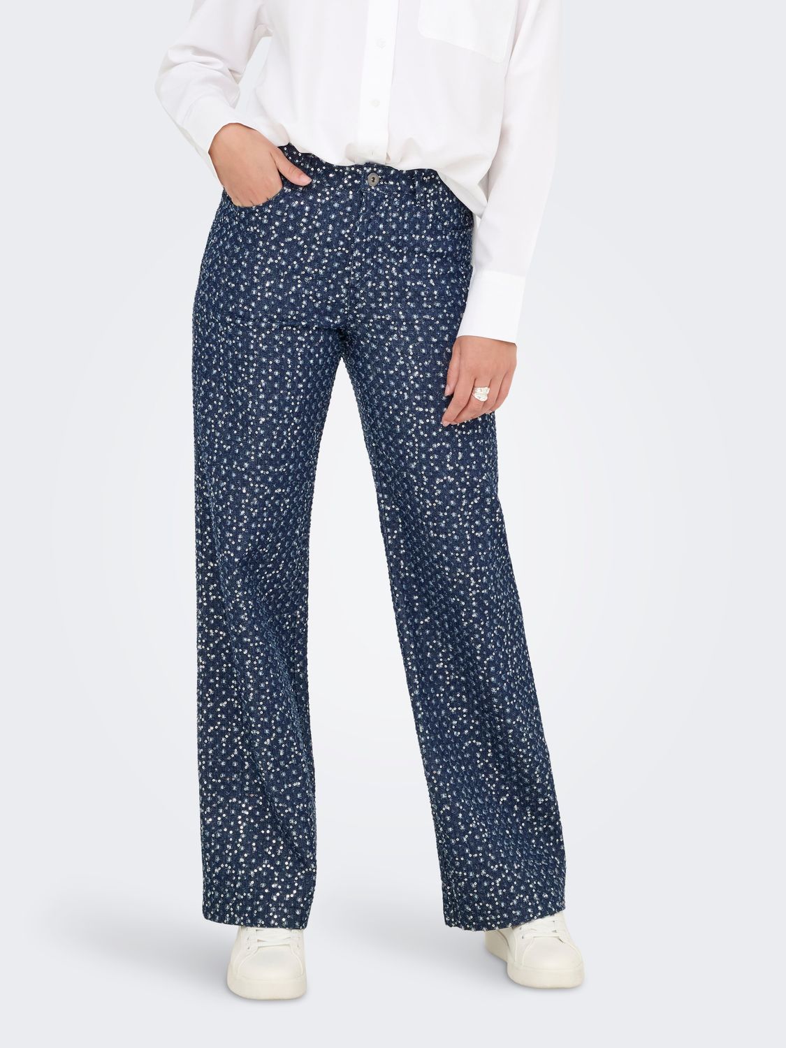 Only ONLEVITA SHIMMER PANTS OTW Dark Blue Denim 15362397