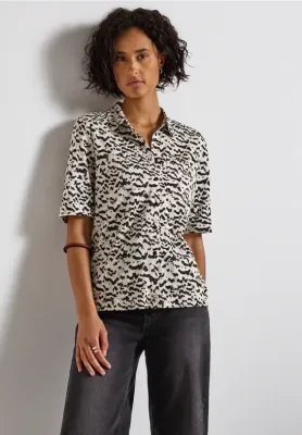 Street One printed blouse shirt w.pocket morning beige A323904