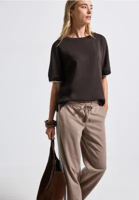 Street One LTD QR silk look shirt w.rib c deep roast brown A323881