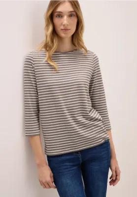 Cecil NOS Basic Stripe Boatneck cocoa taupe B323885