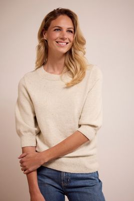 Tramontana Short-Sleeve Sequin Jumper Stone Melange O02-17-601