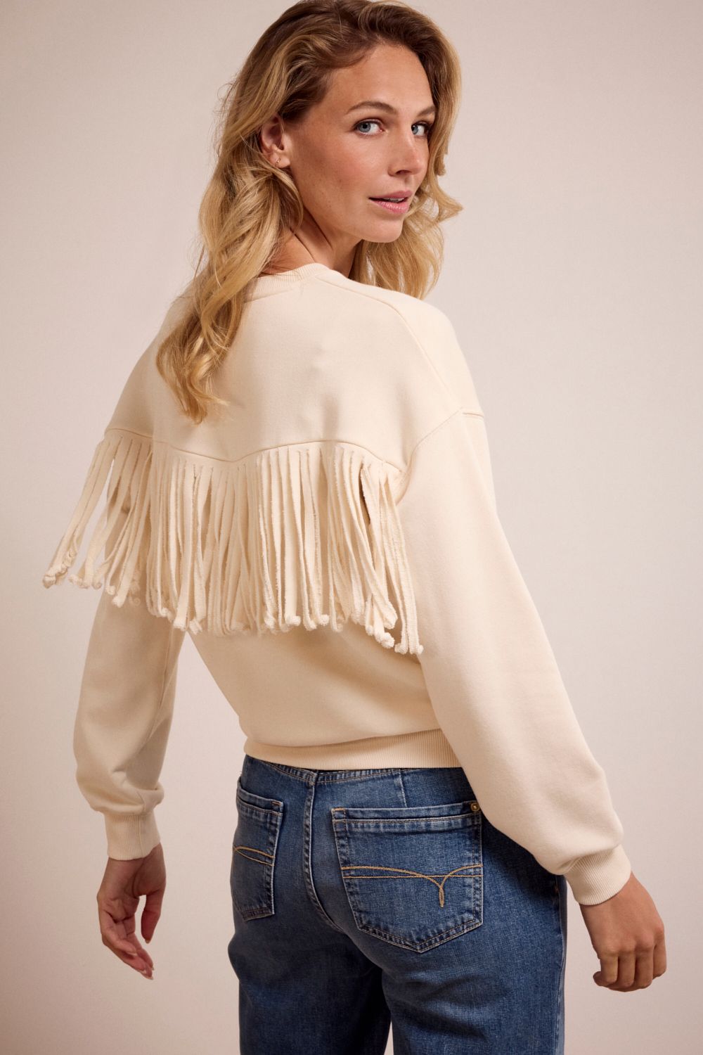 Tramontana Fringe Sweater Stone D06-17-601