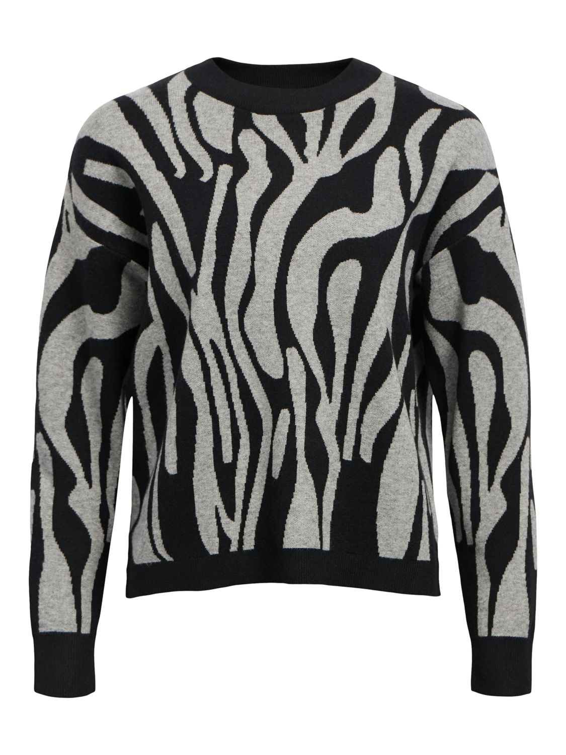 Object OBJRAY LO L/S KNIT PULLOVER AOP NOO: Black/Mgm abstract 23044642