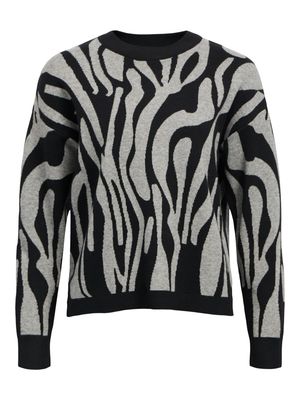 Object OBJRAY LO L/S KNIT PULLOVER AOP NOO: Black/Mgm abstract 23044642