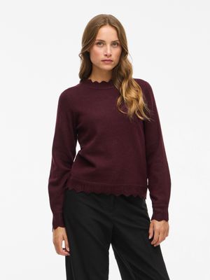 Vila VINIKOLINA O-NECK L/S KNIT TOP - NO: Fig/MELANGE 14106419
