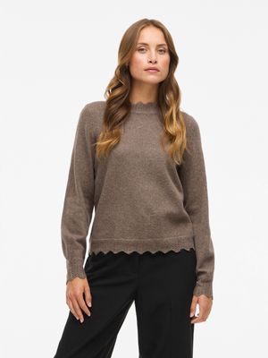 Vila VINIKOLINA O-NECK L/S KNIT TOP - NO: Falcon/MELANGE 14106419