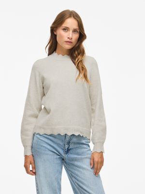 Vila VINIKOLINA O-NECK L/S KNIT TOP - NO: Super Light Natural 14106419