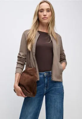 Street One velour jacket w.pockets silk brown A324029