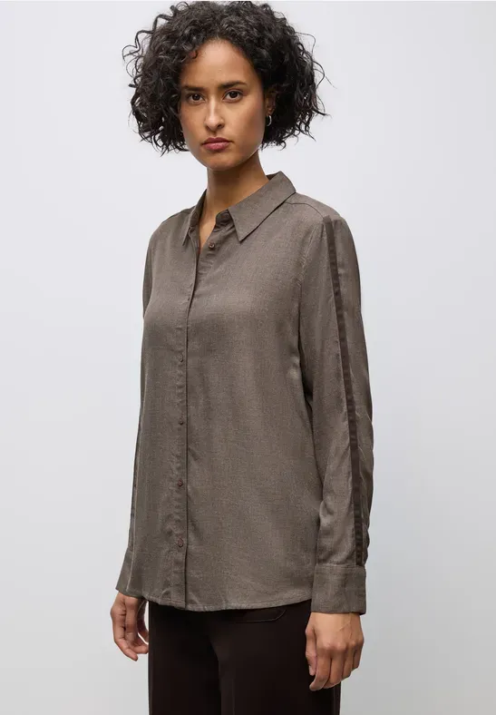 Street One LTD QR Melange shirtcollar blo dark nomad brown mel A346051