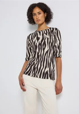 Street One LTD QR printed basic shirt w.p deep roast brown A324083