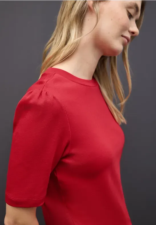 Street One LTD QR basic shirt w.puff slee racing red A323995