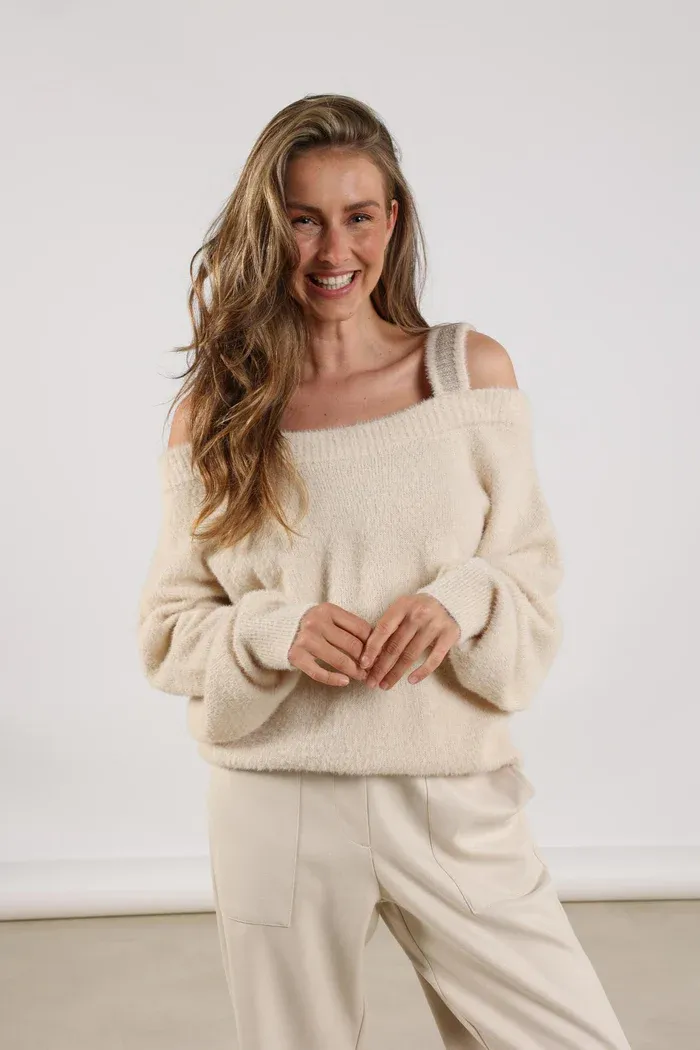 Nukus Praag Pullover Lurex Sand NKF03023