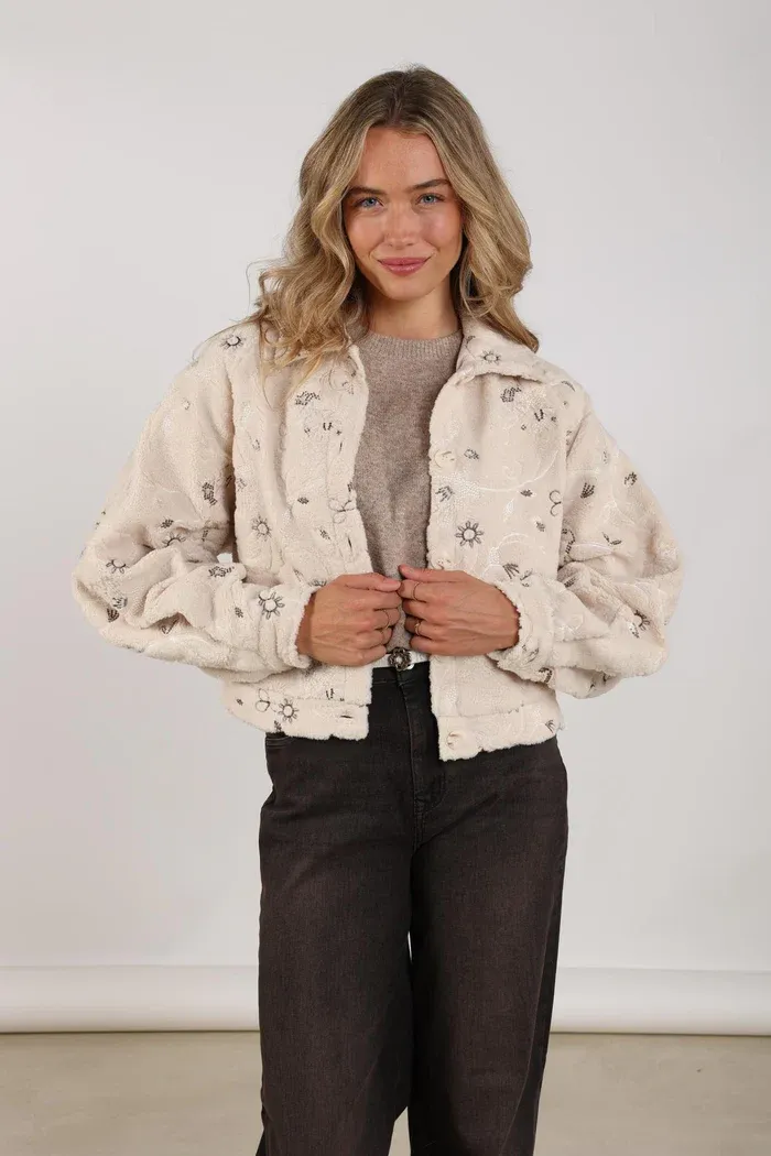 Nukus Milou Jacket Embroidery Sand NKF13018