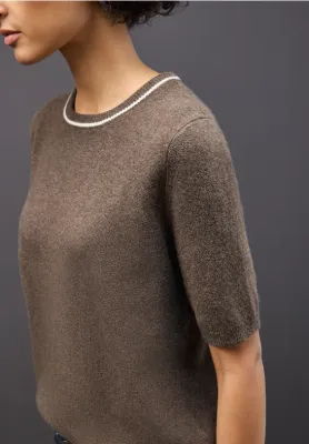 Street One roundneck sweater dark nomad brown mel A303477